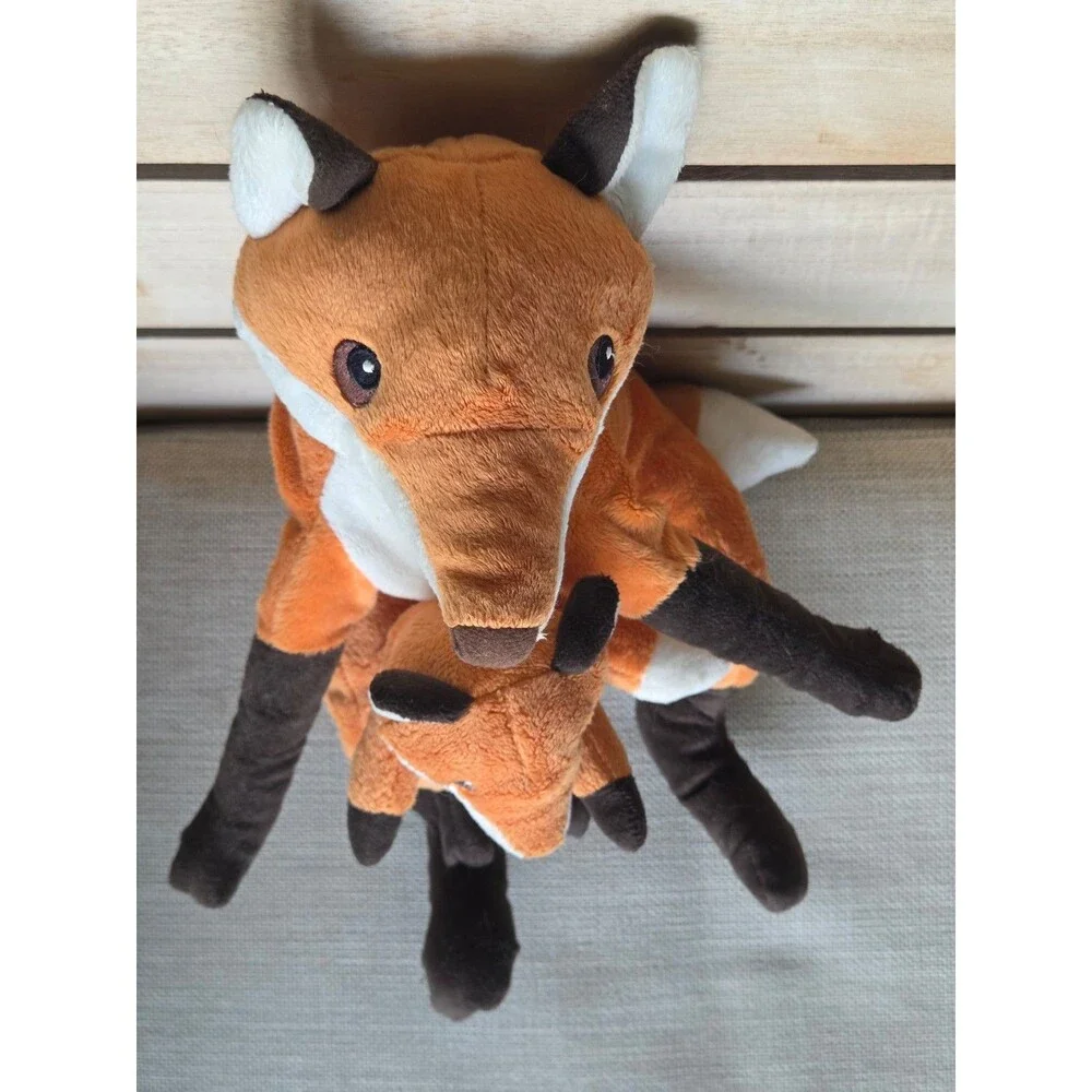 Woodland Mother & Baby Fox Plush Duo - Soft Stuffed Animal Toy, Cottagecore Nurs